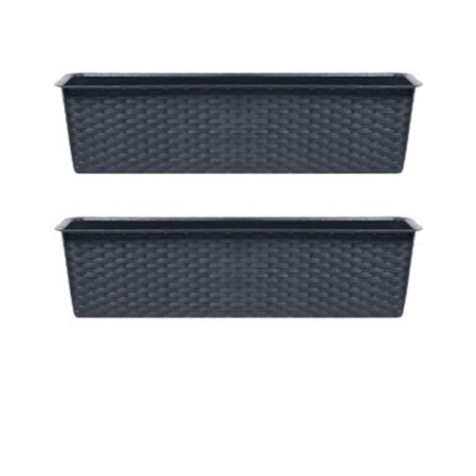 Ratolla Rattan Balcony Planter - 14.5x78.3x17.3 cm | Black | Black & Set of 2 | 2