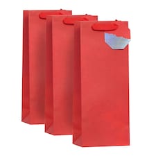 Plain Red Bottle Gift Bag - Pack of 3