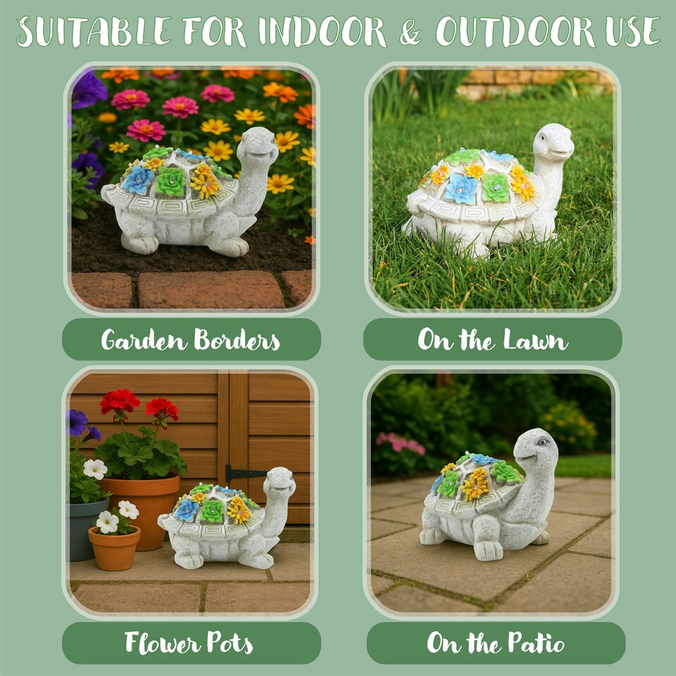 image 1 of Solar Turtle Statue Garden Ornaments Outdoor Decorations