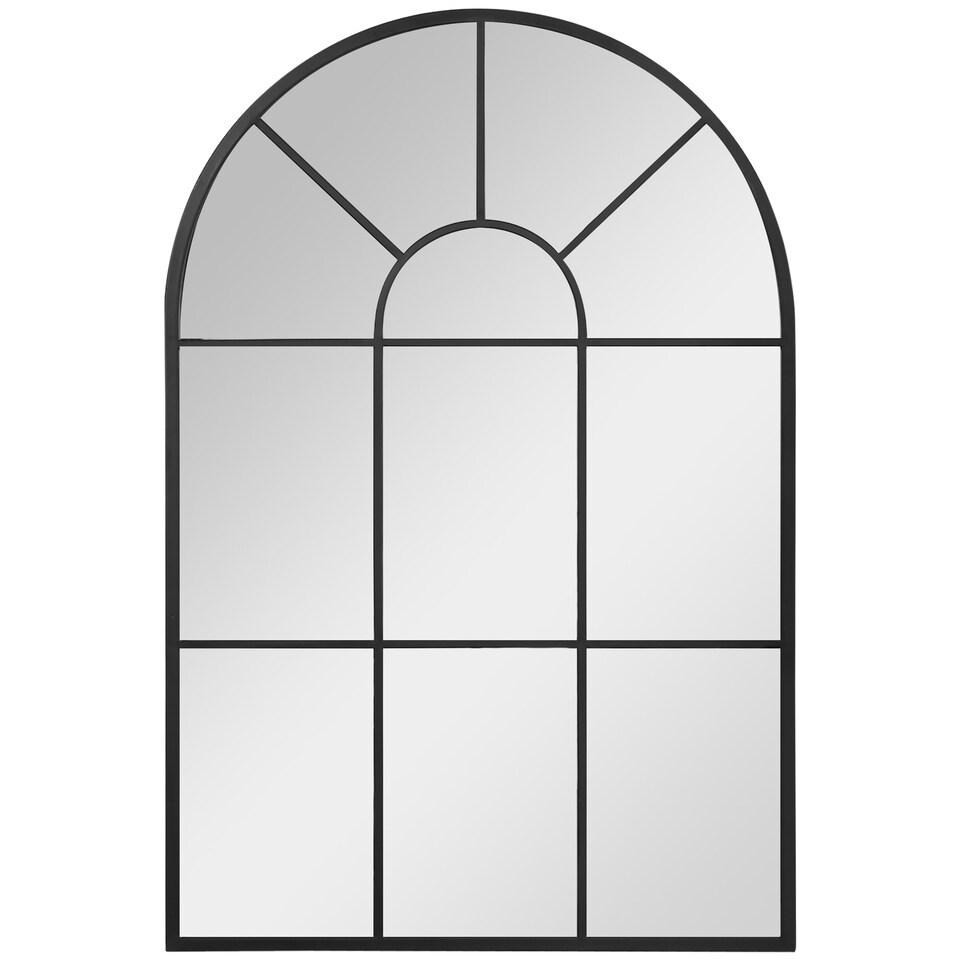 image 1 of HOMCOM Modern Arched Wall Mirror, 91  60 cm Window Mirrors for Living Room, Bedroom, Black