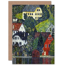 Gustav Klimt Painting Houses At Unterach On Attersee Greeting Card