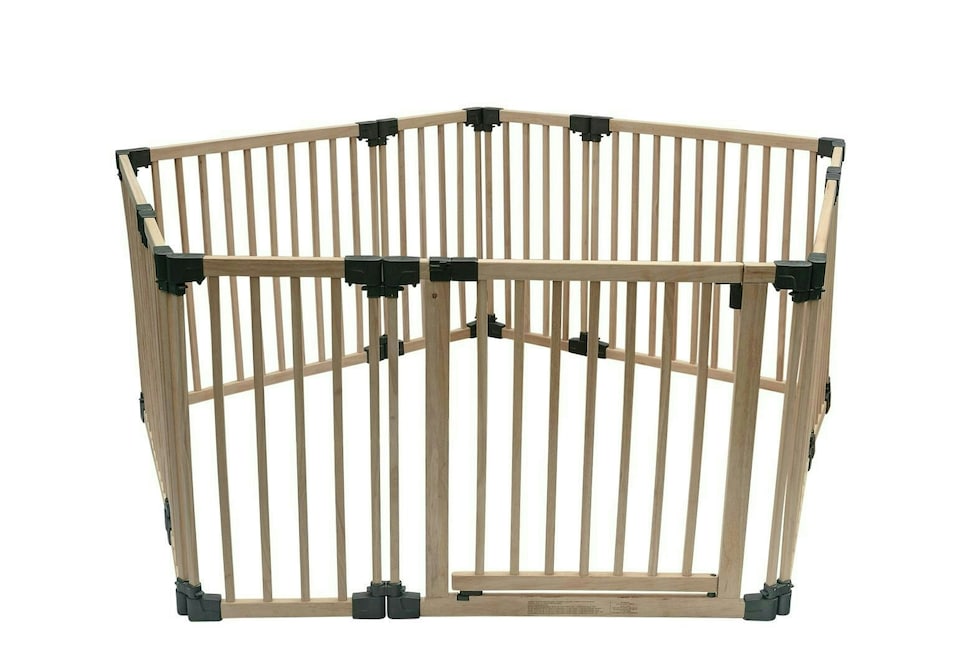 image 1 of Bettacare Wooden Dog Pen, Pentagon, 5 x 120cm, Natural Wood, 76cm High, Dog Pen for Pets Dogs and Puppy, Dog Playpen Cream