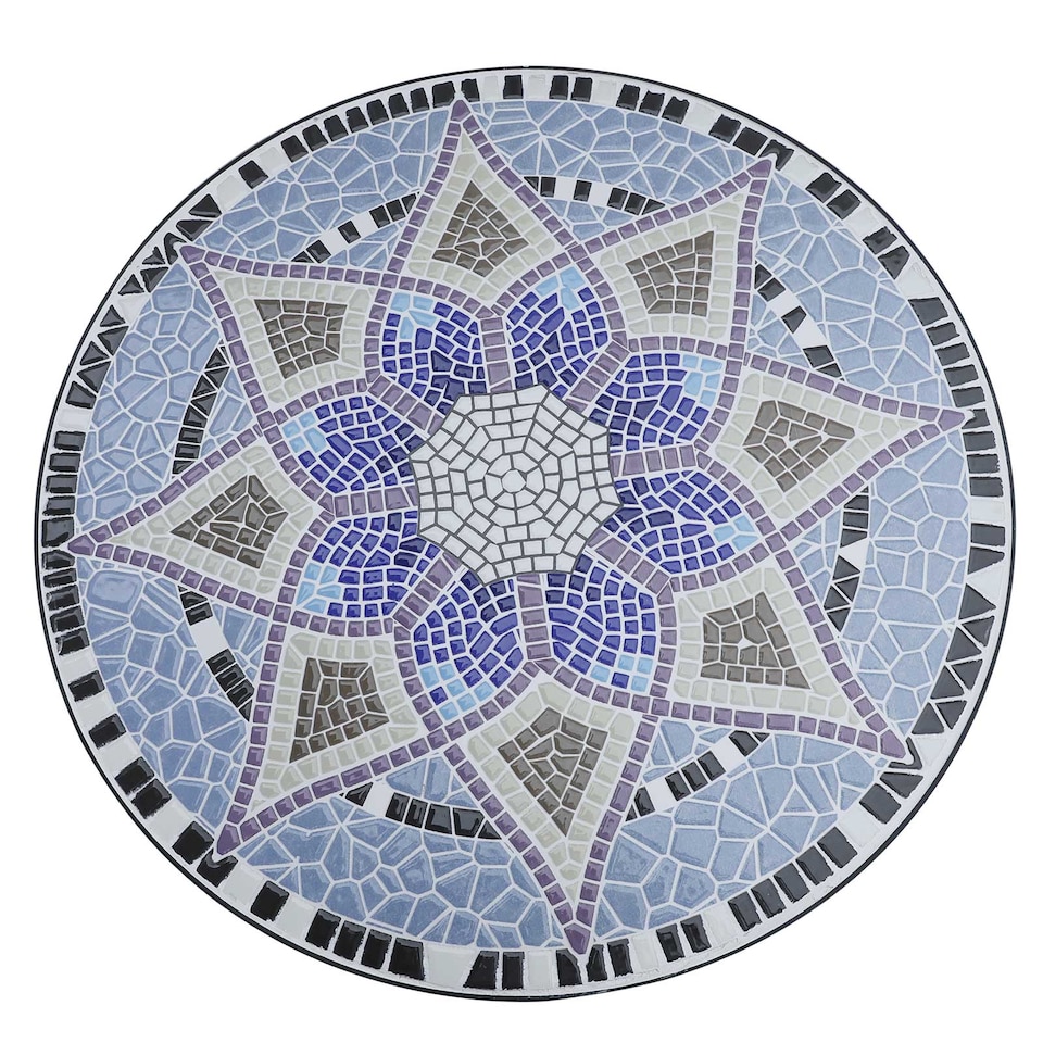 image 1 of Outsunny Garden Table, Mosaic Round Patio Side Table with 60cm Ceramic Top