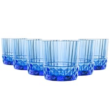 Bormioli Rocco America '20s Water Glasses - 300ml - Sapphire Blue - Pack of 6 | Blue | Sapphire Blue