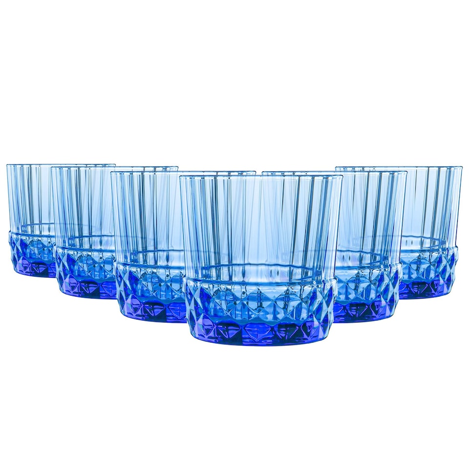 image 1 of Bormioli Rocco America '20s Water Glasses - 300ml - Sapphire Blue - Pack of 6 | Blue | Sapphire Blue