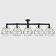 image 3 of ValueLights Luiggi Matte Black Semi-Flush Light with Grey Tapered Shade and E27 Pear LED 4W Warm White 2700K Bulb