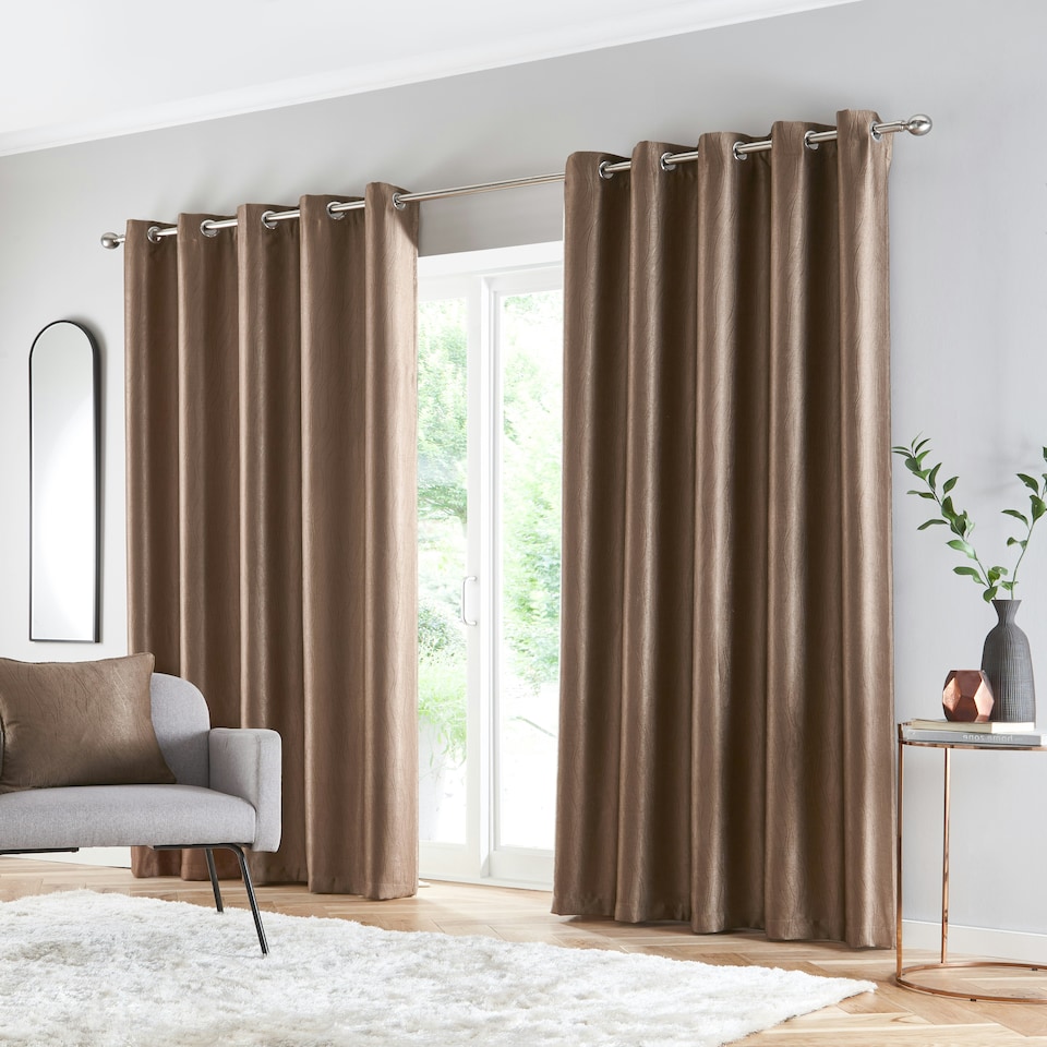 image 1 of Goodwood Bronze Curtains 46 x 54 inch (117 x 137 cm) Room Darkening Eyelet Thermal Noise Reducing Curtains for Bedroom and Living Room