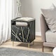image 8 of HOMCOM Modern Bedside Table with Drawer and Open Shelf Black Marble Effect