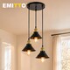 image 9 of Emitto Pendant Light 3 Lights Height Adjustable Vintage Ceiling Light Black