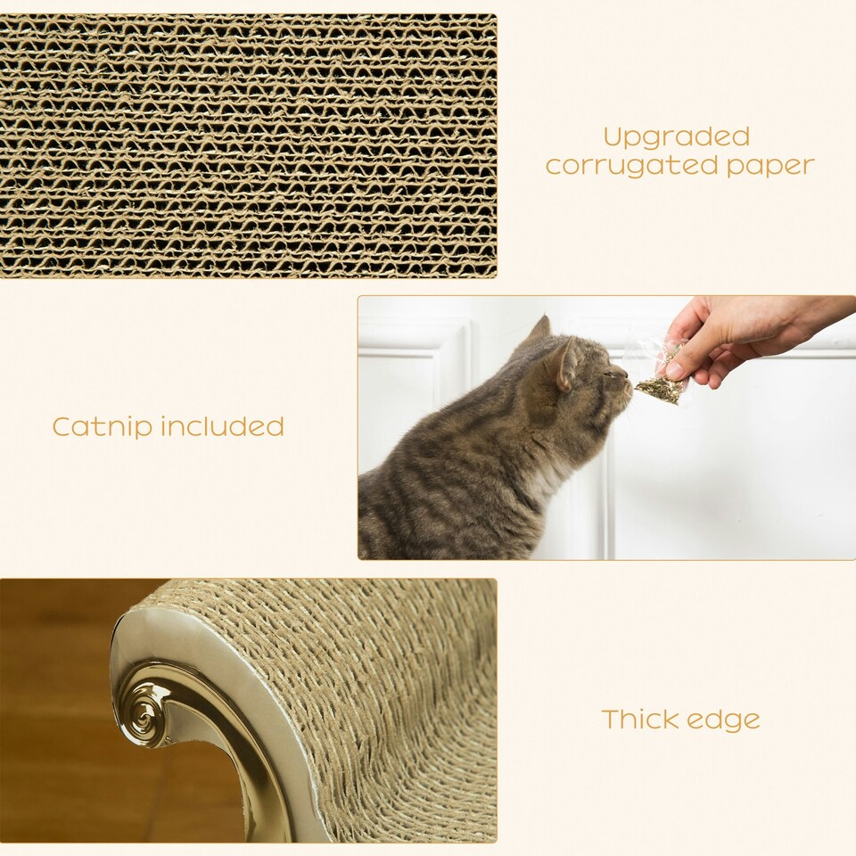 image 1 of PawHut Cat Scratching Pad, Indoor Corrugated Cardboard with Catnip, Brown