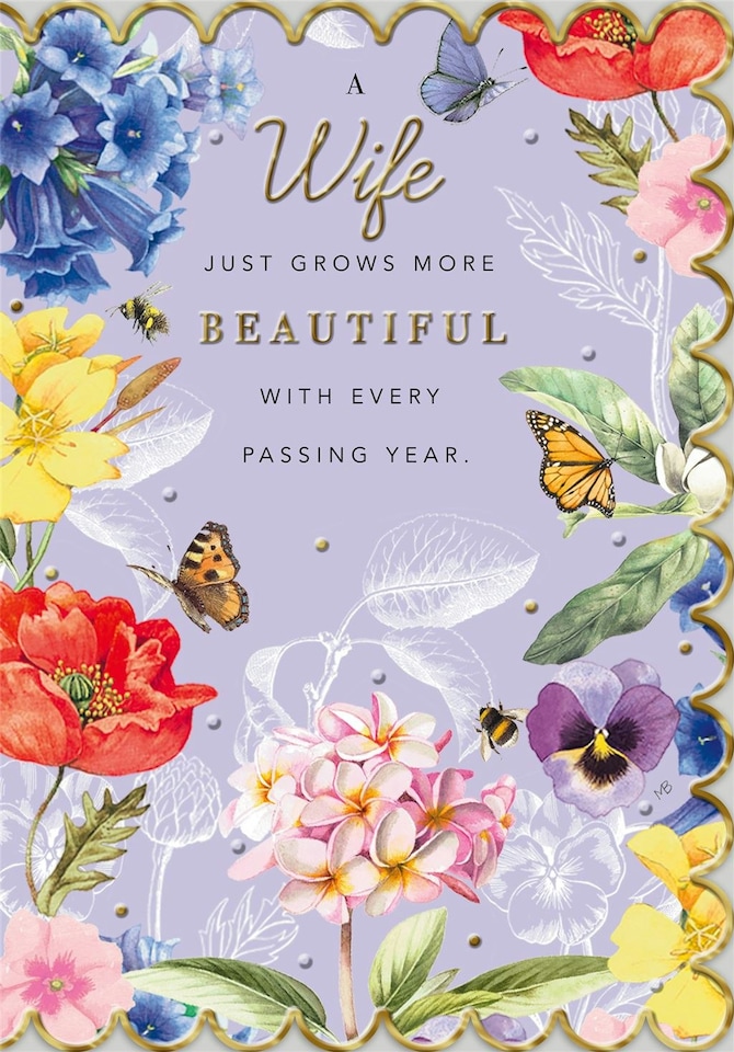 image 1 of Birthday Card for Wife Floral Artwork Design