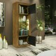 image 6 of Tall Cabinet 170cm Black Matt Doors Oak Matt Body Free LED Light Multi | Oak & Black