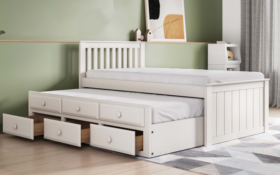 image 1 of Flair Montana Captain's Bed with Drawers & Trundle White