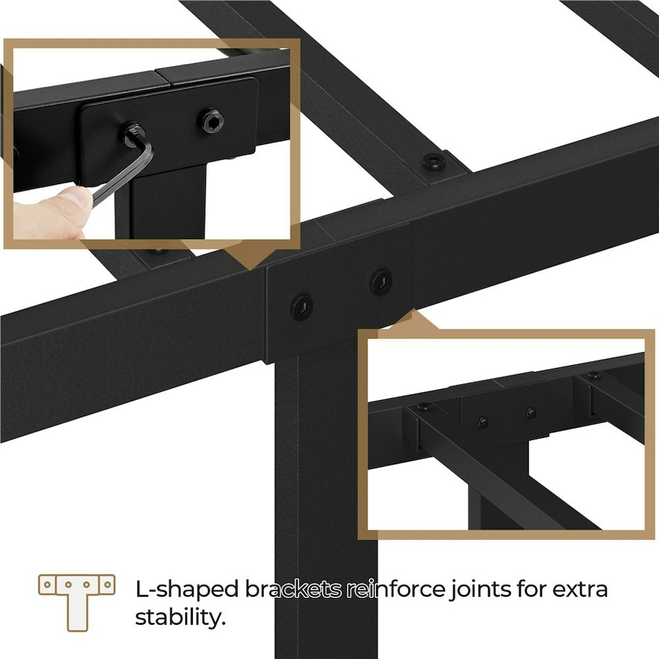 image 1 of Yaheetech Metal Platform Bed Frame with Cloud-inspired Design Headboard Black, 4ft6 Double