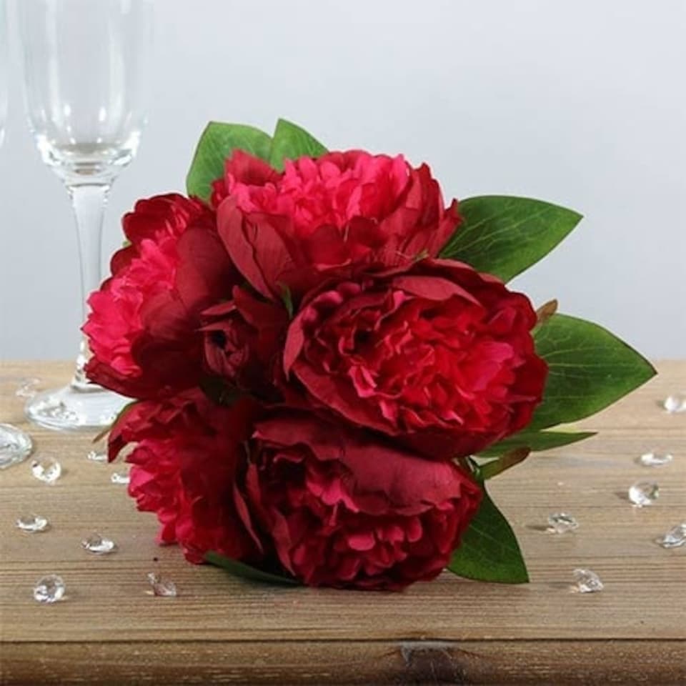 Red Arundel Peony Bouquet Decoration 25cm