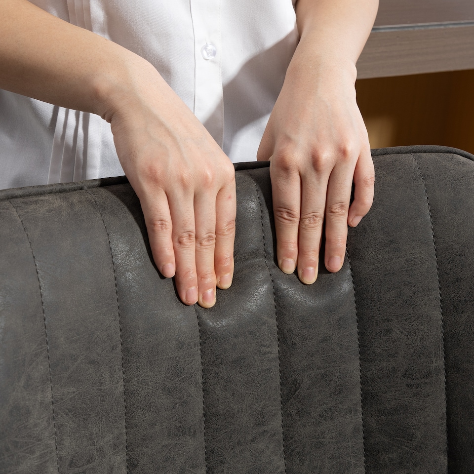 image 1 of HOMCOM Bar Stools Set of 2, PU Leather Upholstered Swivel Barstools, Breakfast Bar Chairs with Backrest and Footrest for Kitchen Island Counter, Dining Room, Grey | Grey | Grey