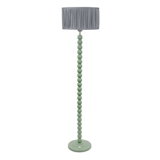 ValueLights Bobbins Sage Green Floor Lamp Pleat Powder Blue Shade | Green | Blue