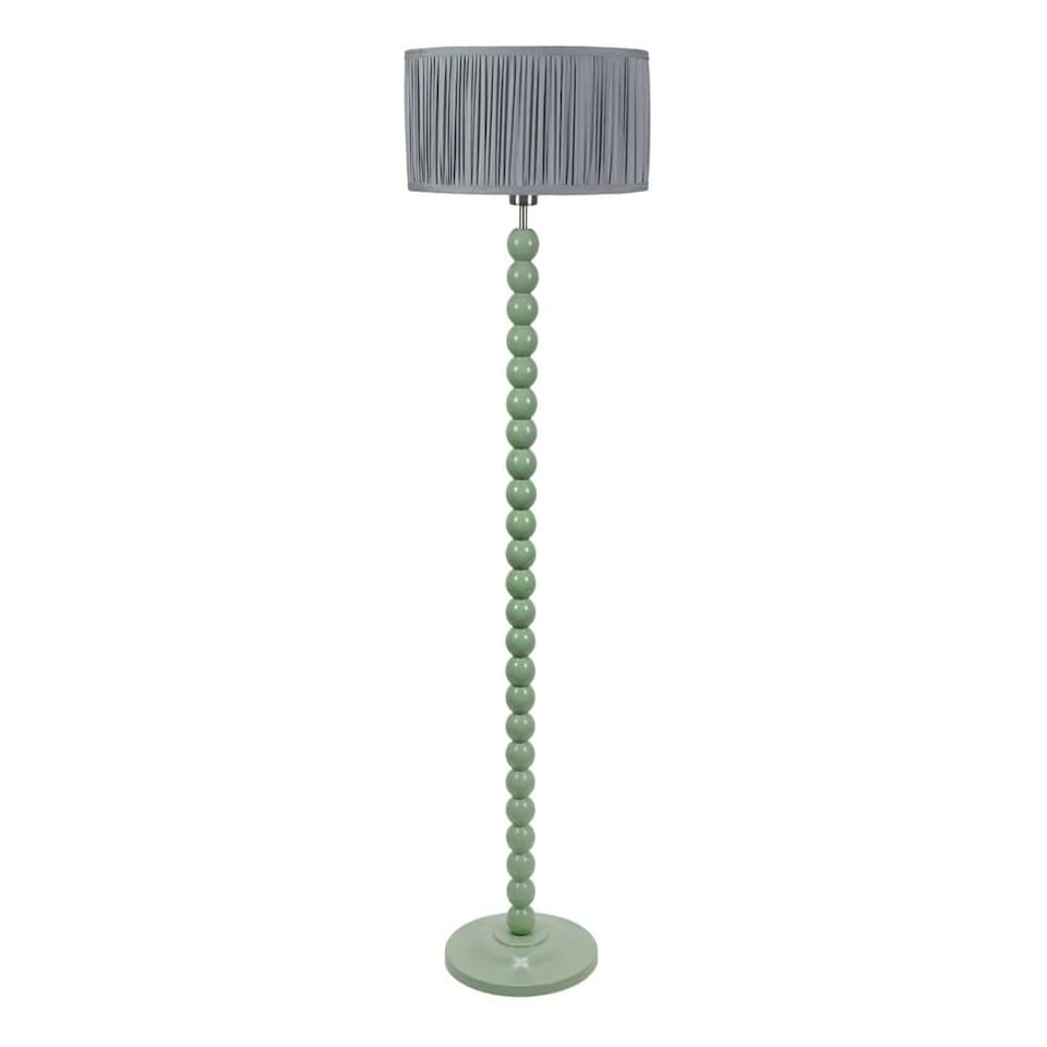 image 1 of ValueLights Bobbins Sage Green Floor Lamp Pleat Powder Blue Shade | Green | Blue