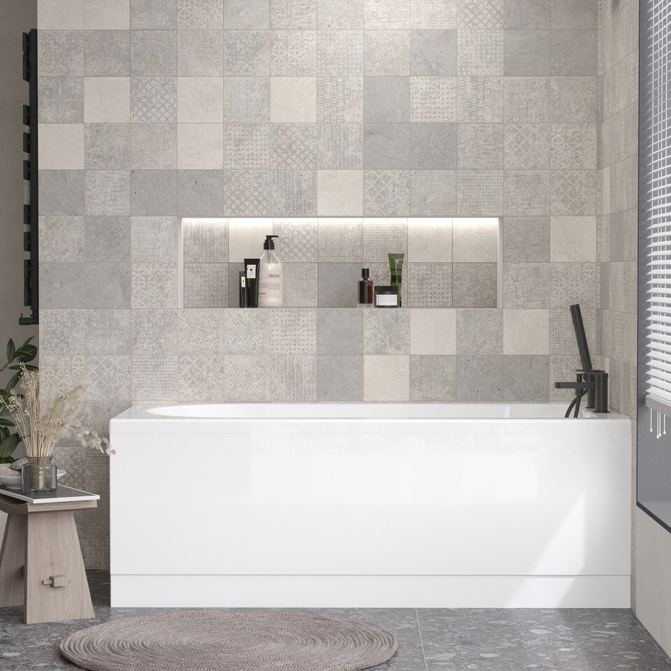 image 1 of 1500mm White Acrylic Front Bath Panel for Modern Bathroom Suites