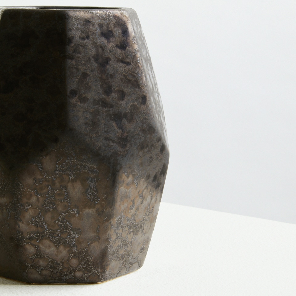image 1 of Interiors by Premier Sleek And Sturdy Small Ceramic Vase, Robust And Durable Pottery Vase, Handcrafted Ceramic Vase For Flowers Brown