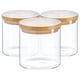 image 1 of Argon Tableware Glass Storage Jars - Wooden Lid - 550ml - Modern Round Scandi Organisation Container Glass Jar - Set of 3