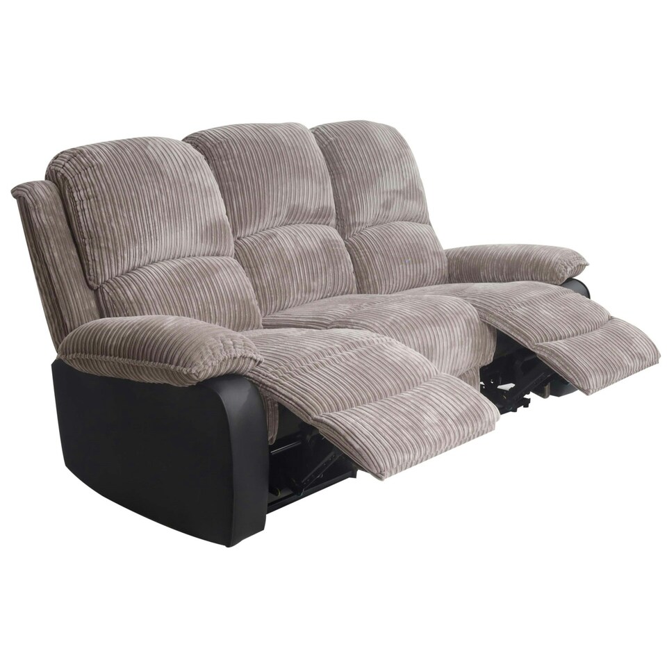 image 1 of Jumbo Cord 3 Seat Reclining Sofa In Grey