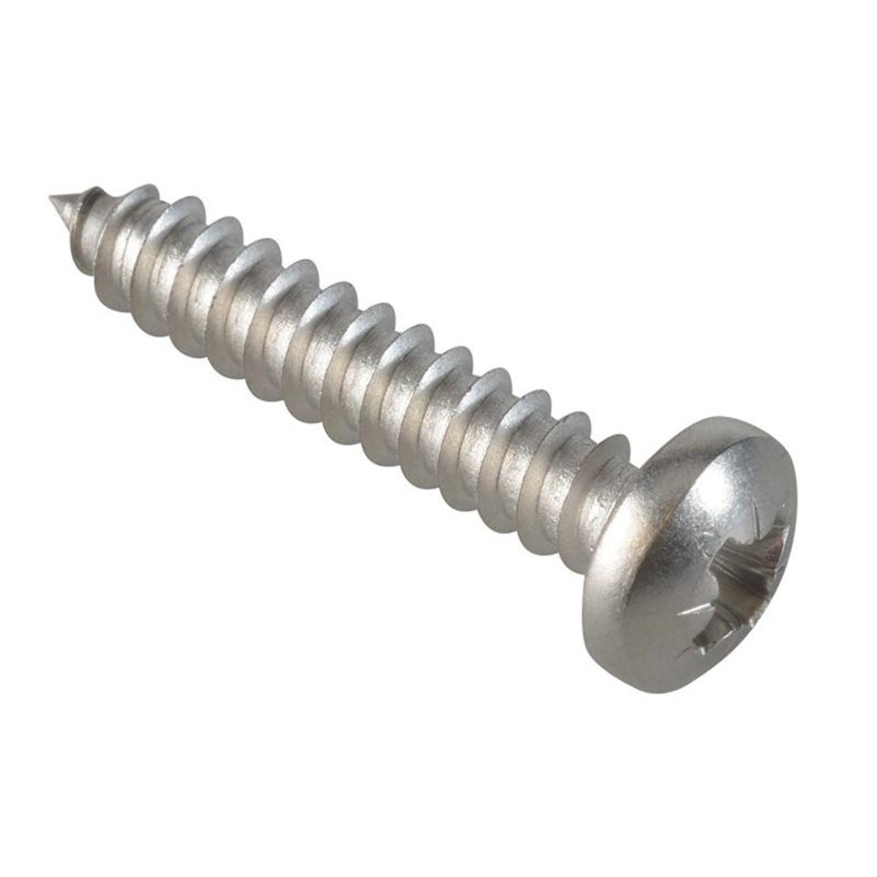 Forgefix Self-tapping Screws, Pozi, Pan Head, A2 Stainless Steel - Multi Colour - 1in x 10 ForgePack 15