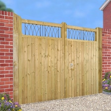 Windsor Tall Double Driveway Gate - Pressure Treated Scandinavian Redwood - W2700 x H1800 mm Brown