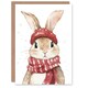 image 1 of Cute Bunny Rabbit Red Winter Hat Scarf For Child Kids Xmas Festive Christmas Card