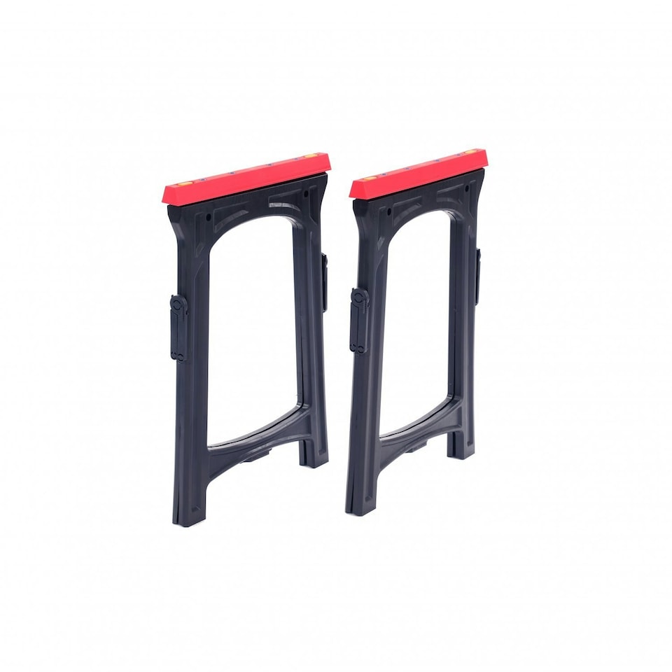 image 1 of Oypla 2x Heavy Duty Folding Plastic Saw Horse Trestle Stands 150kg Black