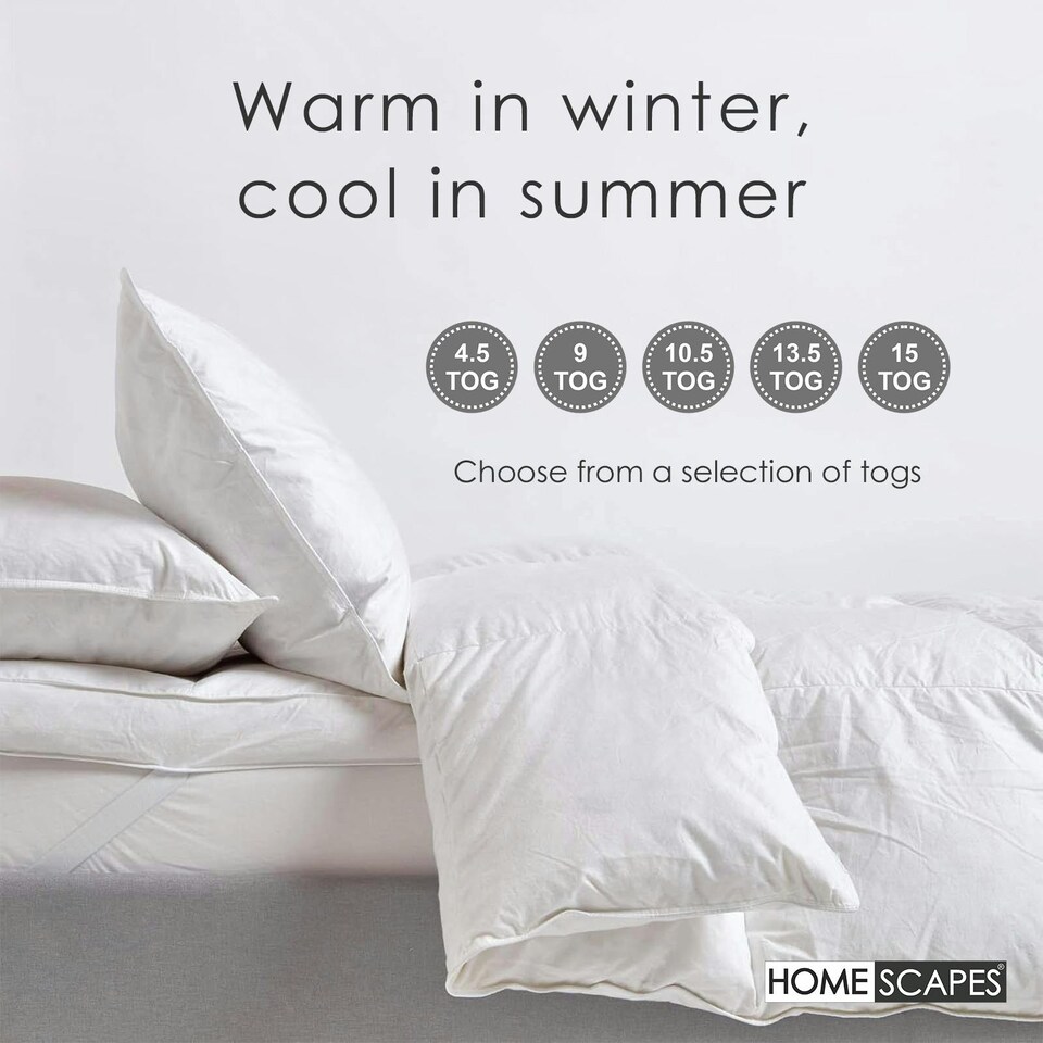 image 1 of Homescapes Duck Feather and Down 13.5 Tog Duvet for Winter, King | White | King
