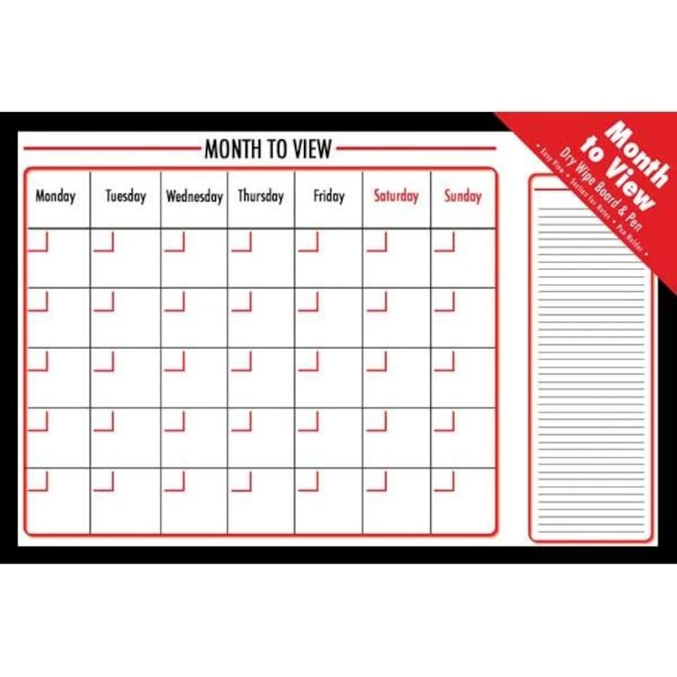 Monthly Dry wipe Planner Board
