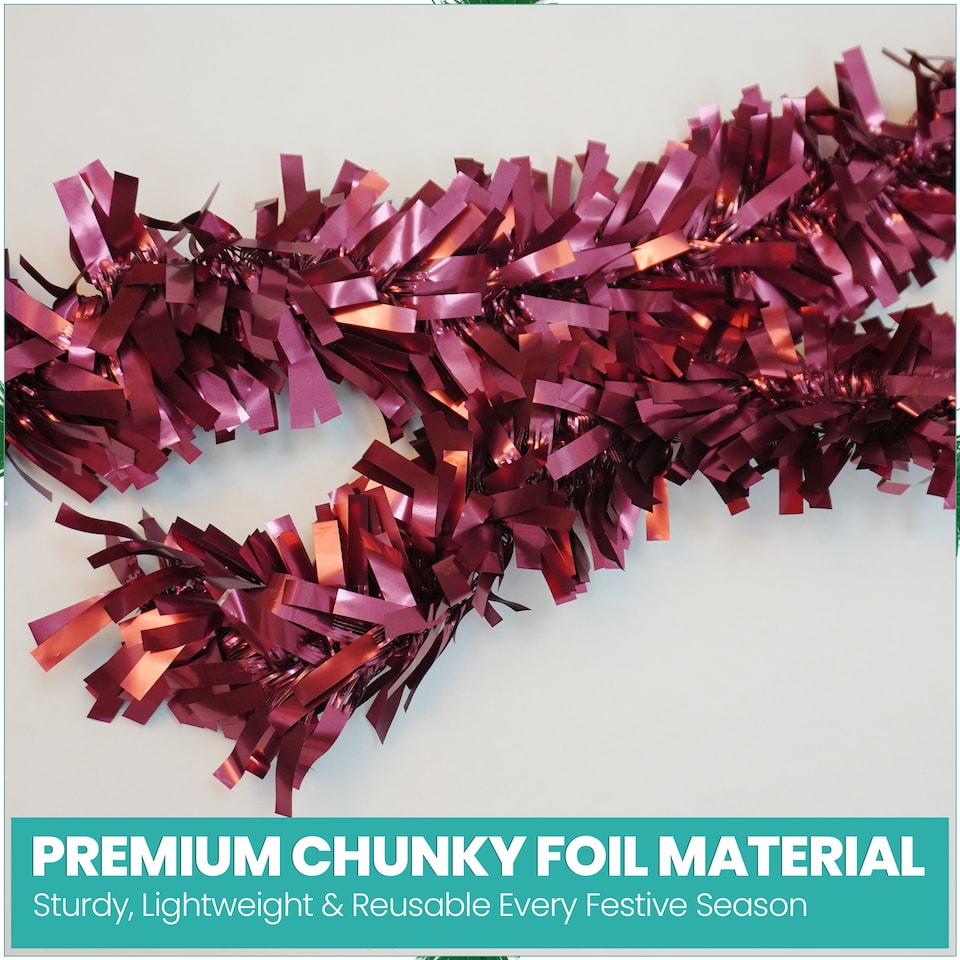 image 1 of 6.5ft/1.98m Wide Chunky Christmas Tinsel Garland Shiny Foil Twist Garland