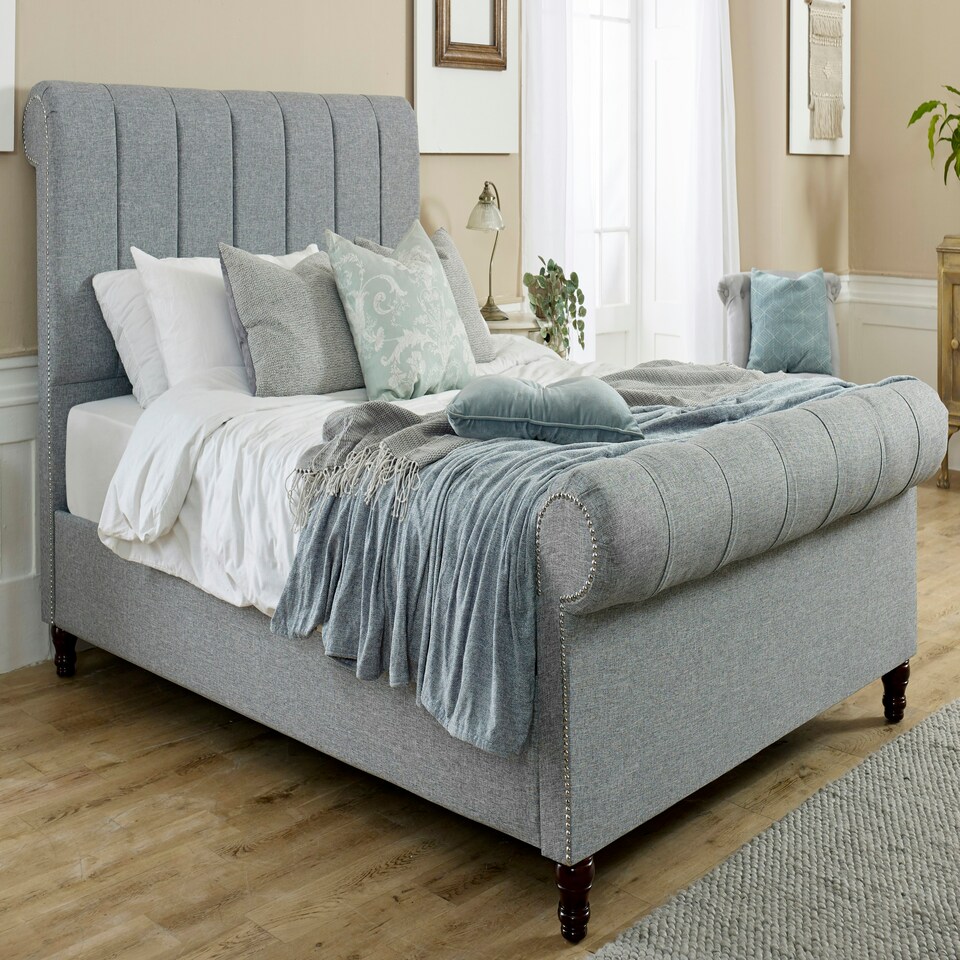 image 1 of Sally Linen Superking Bed Frame - Grey