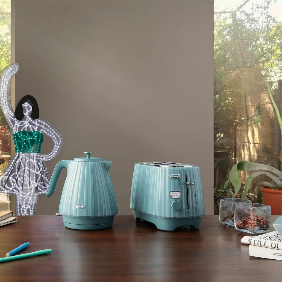 image 1 of Delonghi Ballerina 1.7L Kettle & 4 Slice Toaster Set, Green