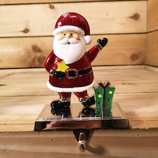 17 cm Santa And Festive Christmas Present Stocking Hanger In Colour