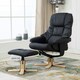 image 7 of Sorento Bonded Leather Swivel Recliner Armchair Chair w Footstool (Black)