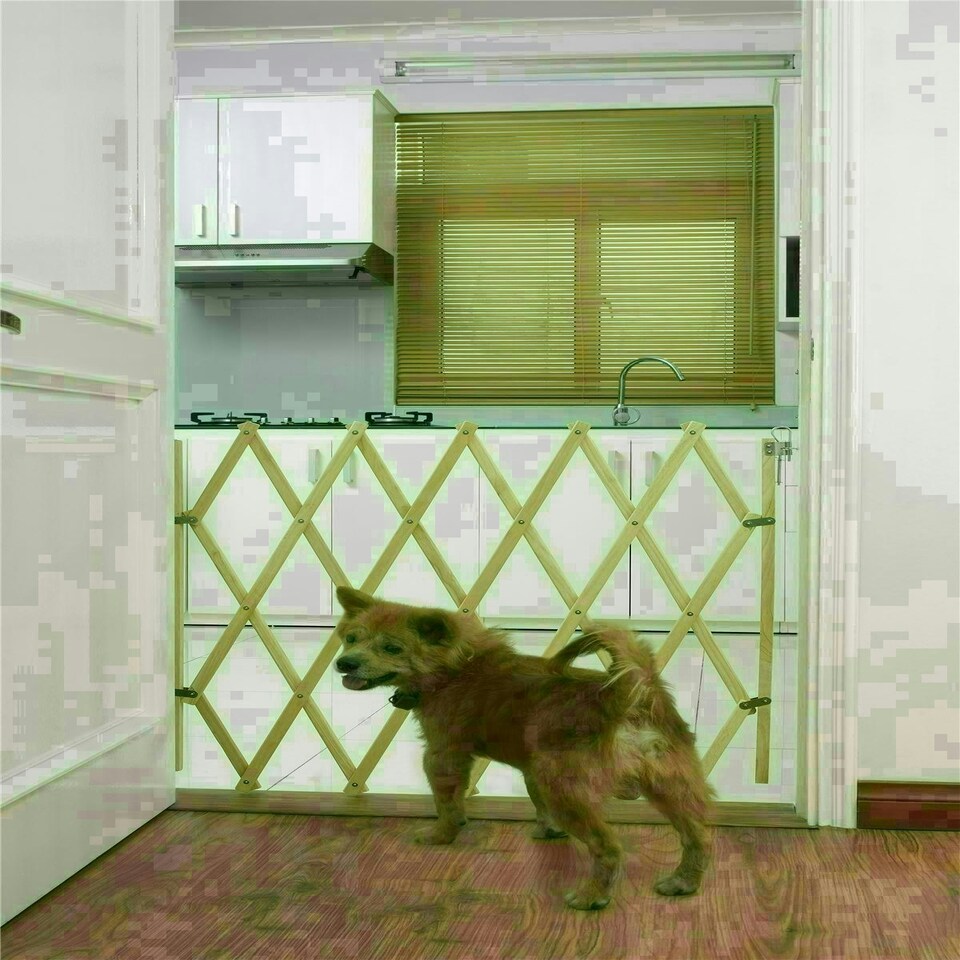 image 1 of Bettacare Expandable Pet Barrier XL, 60cm - 230cm, Natural, Wooden, Retractable Dog Safety Gate, Barrier for Puppy and Dog