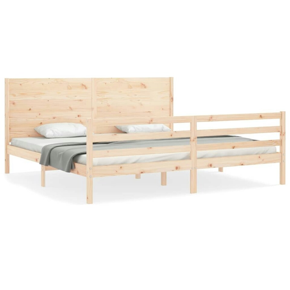 Bed Frame with Headboard Super King Size Solid Wood Tesco Groceries