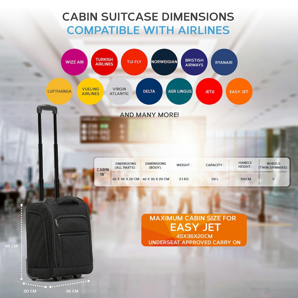 image 1 of Flight Knight 45x36x20cm easyJet Underseat Carry On Non Priority Approved Hand Luggage Case - 2 Wheels - Ultra Lightweight Durable Soft Textile Cabin Suitcase Purple | Purple Mono | Cabin Bag