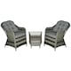 image 1 of Outsunny 3 PCS Aluminium Rattan Bistro Set with Soft Cushions & Glass Top