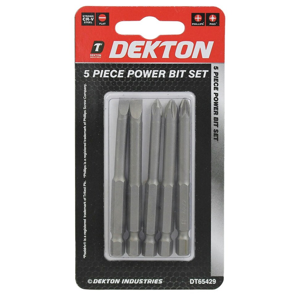 image 1 of Dekton 5pc Power Bit Set