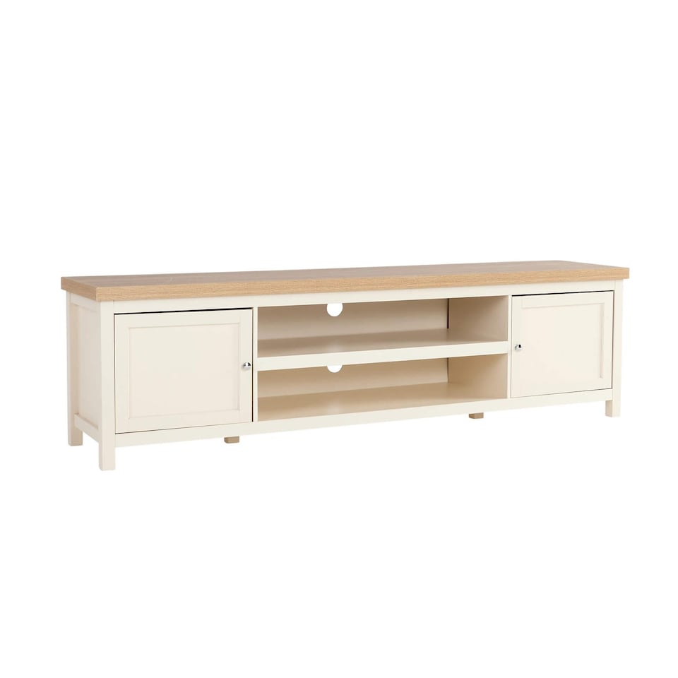 image 1 of Console TV Stand Television Unit Living Room Furniture Oak Solid | White