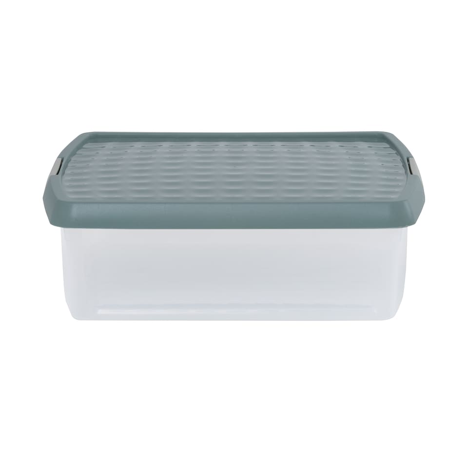 image 1 of Wham Clip 5x 13.2L Square Plastic Storage Boxes with Clip Lock Lids. Ideal for Home, Office, Toys & More - Clear/Green Milieu | Green | Green Milleu | 5