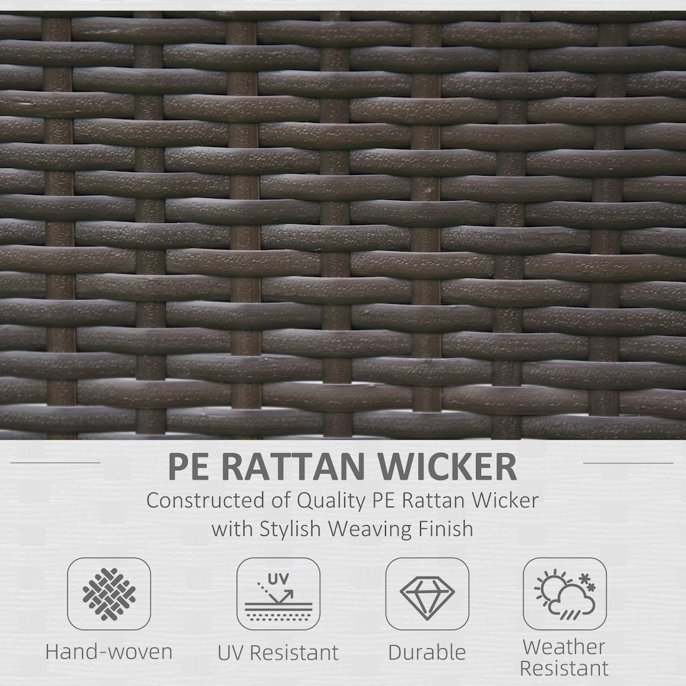 image 1 of Outsunny 2 Pieces Outdoor PE Rattan Dining Chairs Set with Cushion, Garden Armchair with Armrests, High Backrest, Metal Frame Patio Wicker Furniture, Coffee