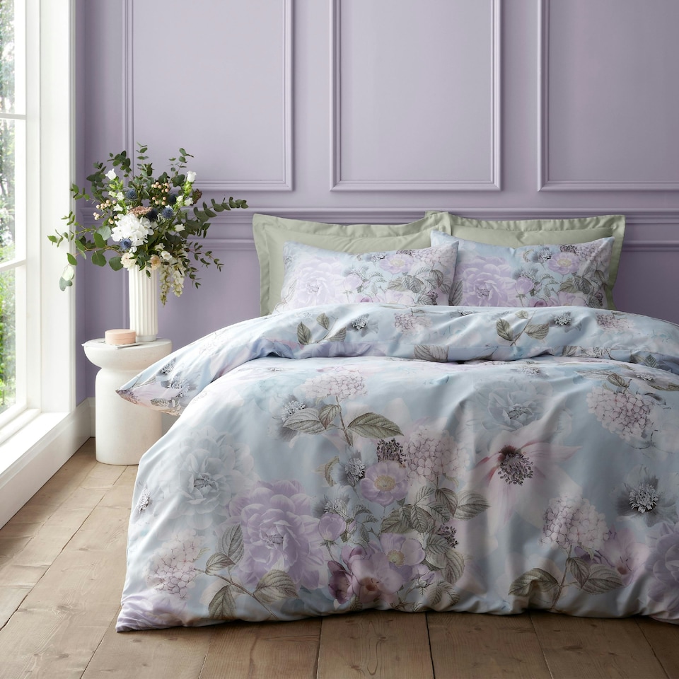 image 1 of RHS x Catherine Lansfield Floral Serenity So Soft Duvet Cover Set Blue | Blue | King