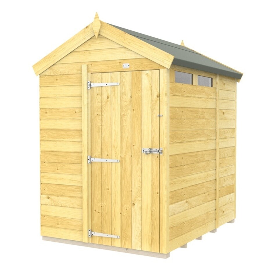 image 1 of 5 x 6 Feet Apex Security Shed - Single Door - Wood - L187 x W147 x H217 cm | Brown