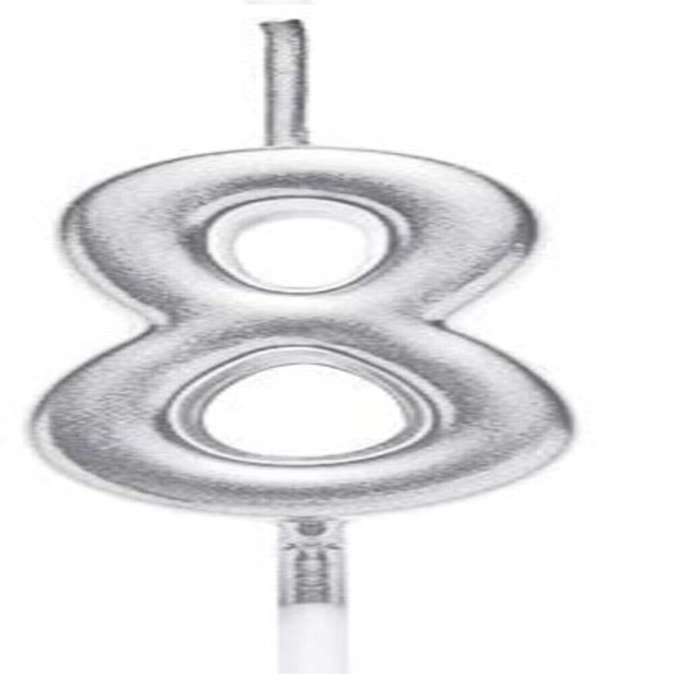 image 1 of Silver 8 Number Candle Party Cake Decoration Silver