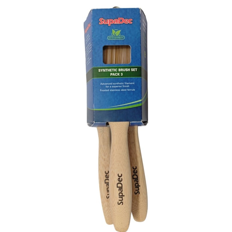 SupaDec Synthetic Paint Brush Set (Pack of 3) Brown Brown 1