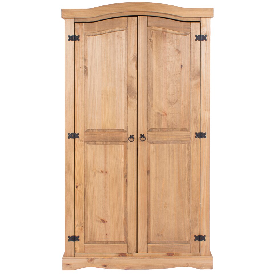 image 1 of Premium Corona 2 Door Wardrobe in Mexican Pine, Classic Design with Metal Hardware | Brown | Brown | One Size | 1